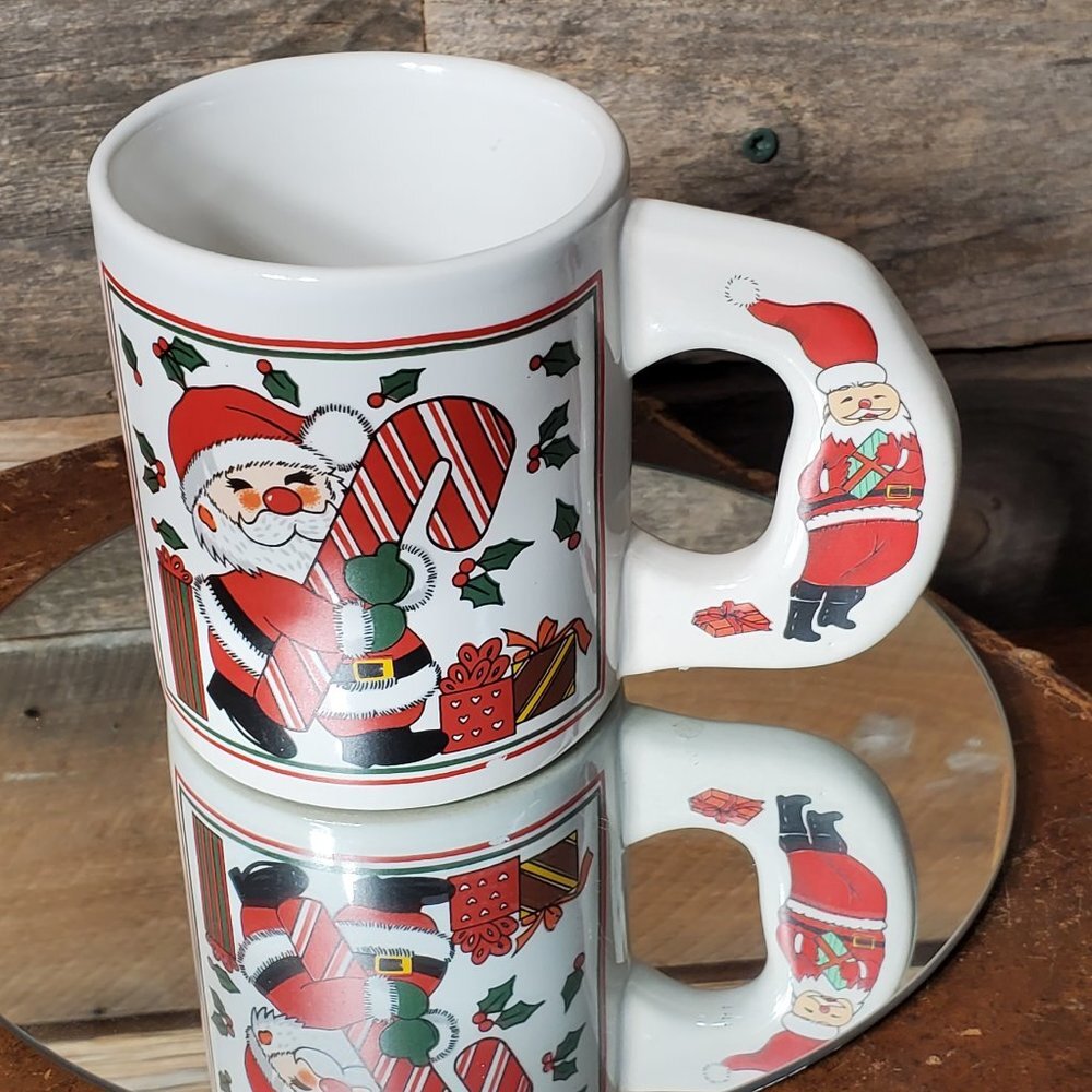 Vintage 90's Christmas Coffee Mug.  Santa & Candy Cane #1